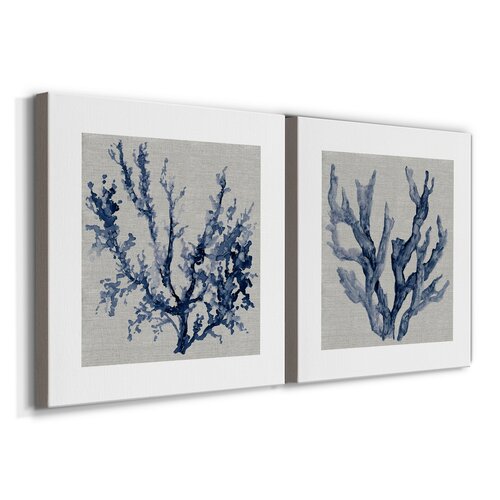 Linen Sea Coral III   2 Piece Wrapped Canvas Print 